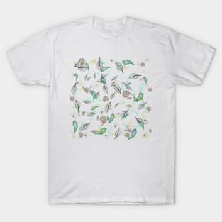 Hello Autumn, autumn leaves and flowers, botanical print T-Shirt